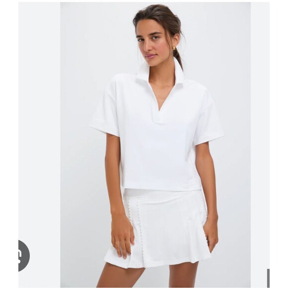 Tuckernuck Tops - Tuckernuck Caroline Polo Shirt Womens S White Cropped Collared Short Sleeve Top